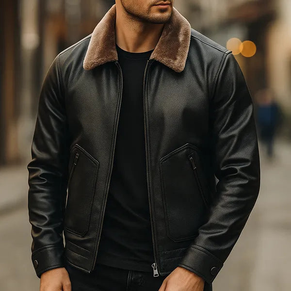 Elion Premium Leather Jacket with Fur Interior - view 9