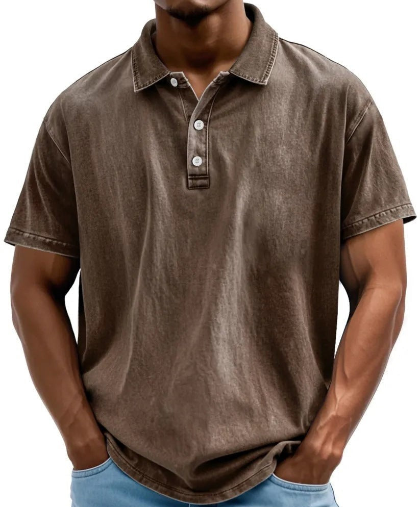 Men's Vintage Washed Polo Shirt – Jack - Brown