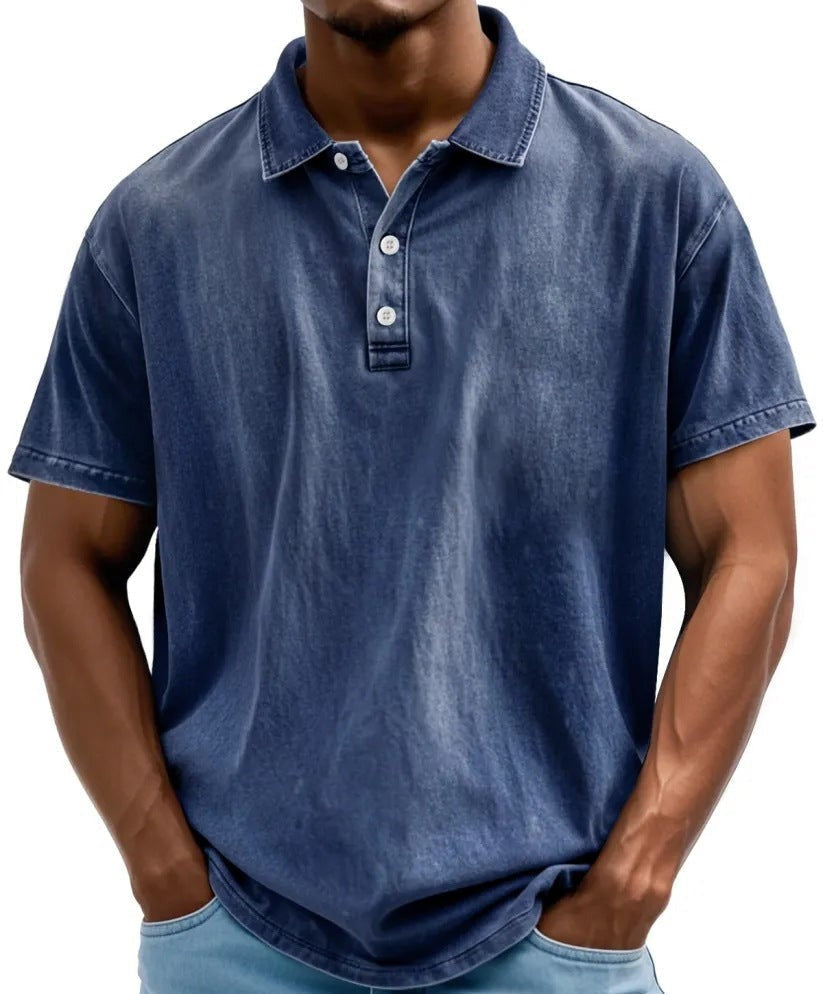 Men's Vintage Washed Polo Shirt – Jack - Dark Blue