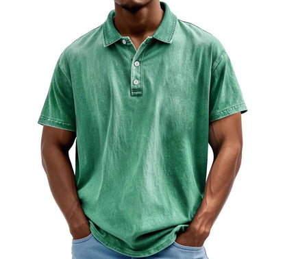 Men's Vintage Washed Polo Shirt – Jack - Green