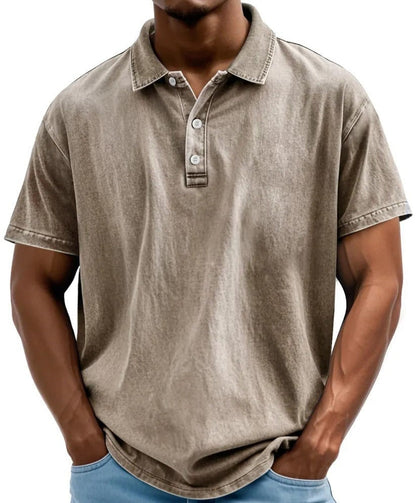 Men's Vintage Washed Polo Shirt – Jack - Khaki