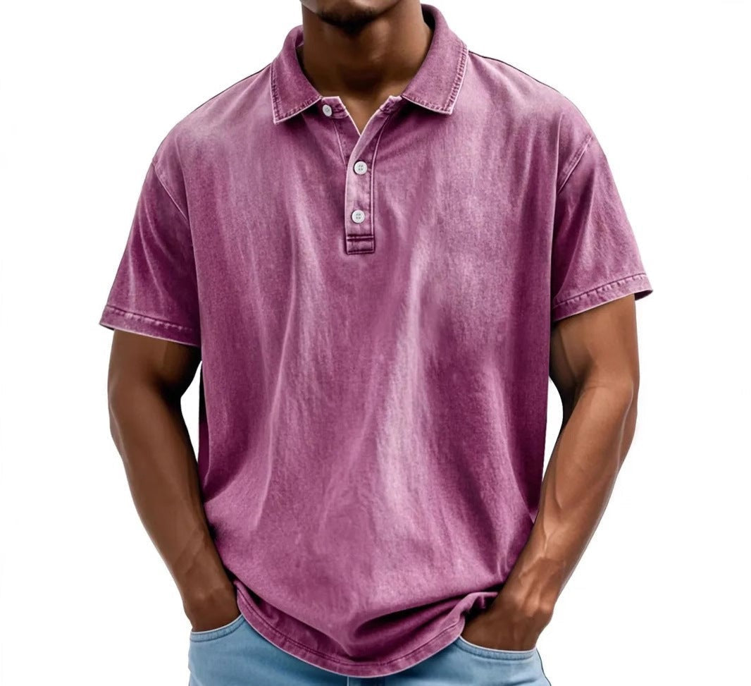 Men's Vintage Washed Polo Shirt – Jack - Pink