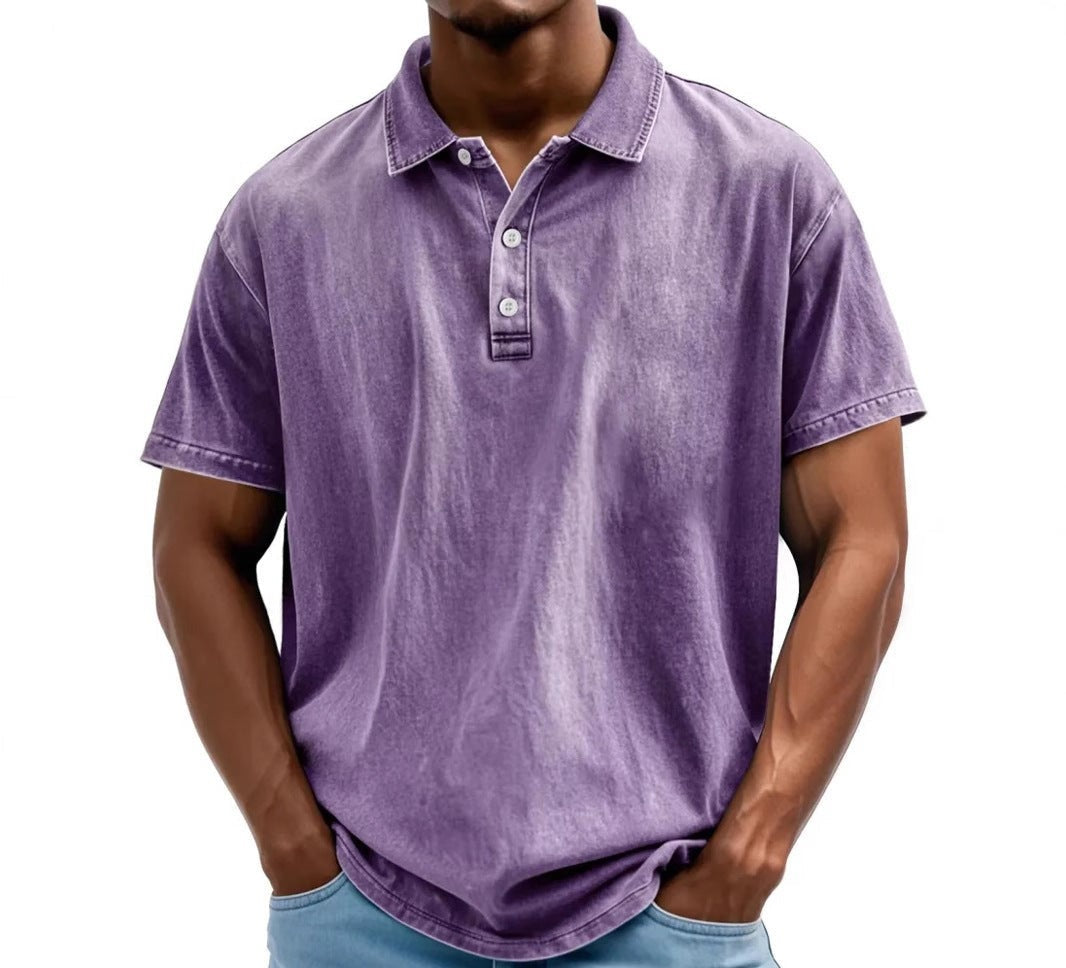 Men's Vintage Washed Polo Shirt – Jack - Purple