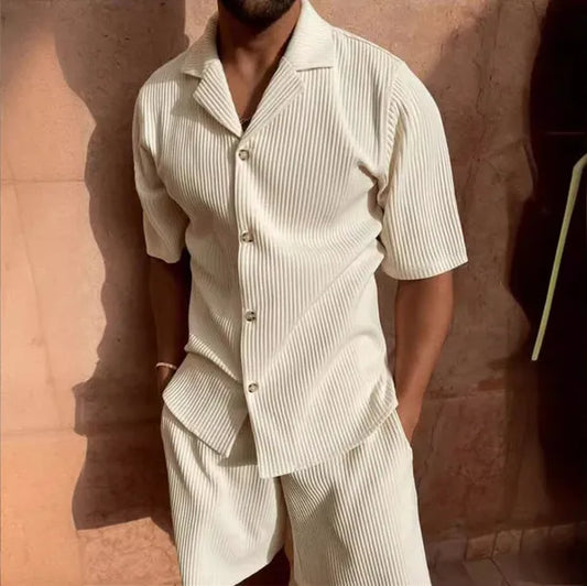 Men's Corduroy Short Sleeve Shirt Set – Jasek - Off White