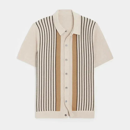 Men's Striped Short Sleeve Polo Shirt – Jeremy - Beige 3