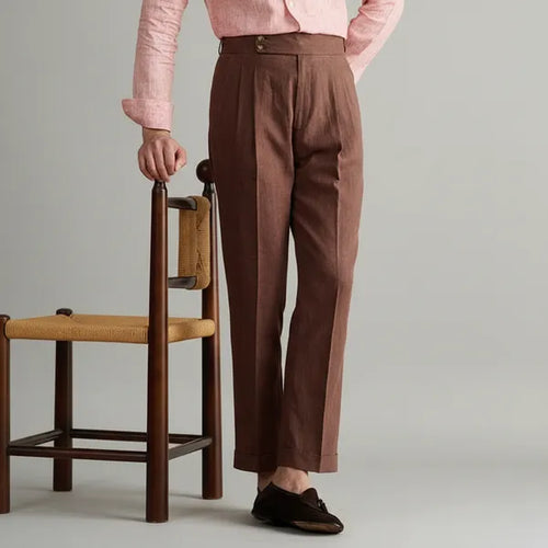 Men's Tailored Cropped Trousers – Jonathan - Coffee