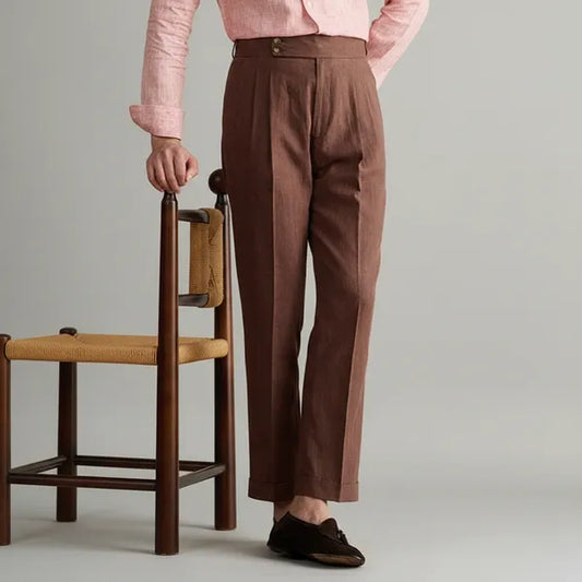 Men's Tailored Cropped Trousers – Jonathan - Coffee