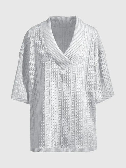 Men's Knit V-Neck Short Sleeve Set – Jovan - Gray 2