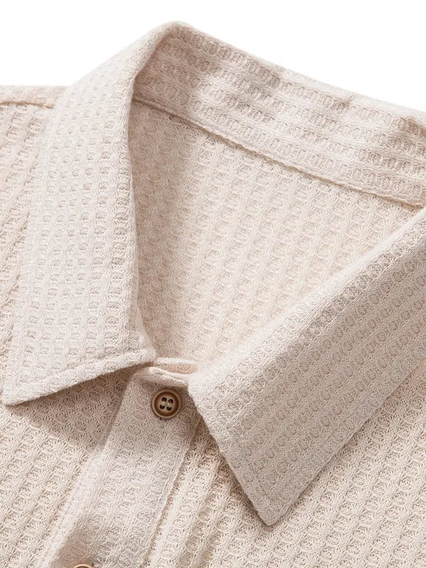 Men's Textured Short Sleeve Polo – Julian - Beige 2