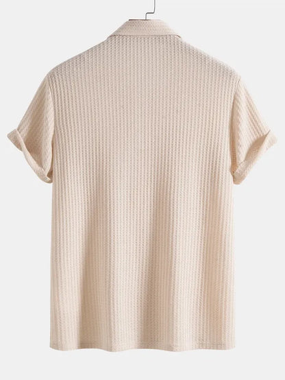 Men's Textured Short Sleeve Polo – Julian - Beige 3