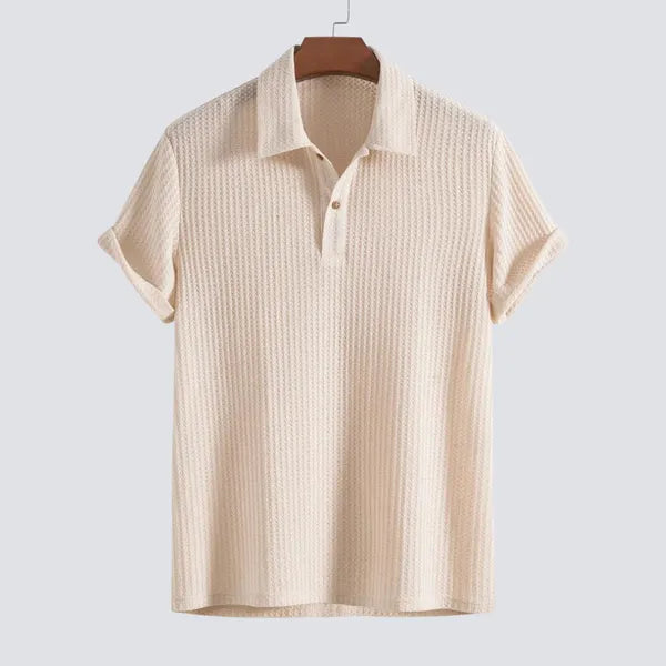 Men's Textured Short Sleeve Polo – Julian - Beige