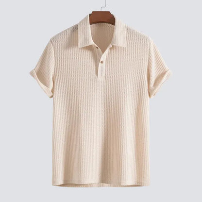 Men's Textured Short Sleeve Polo – Julian - Beige