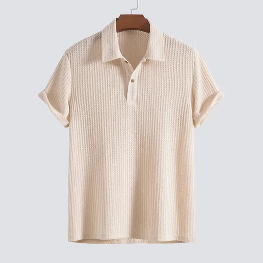 Men's Textured Short Sleeve Polo – Julian - Beige