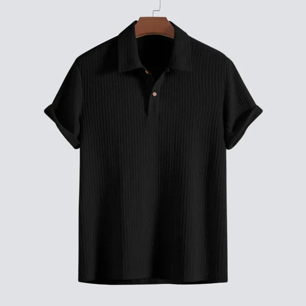 Men's Textured Short Sleeve Polo – Julian - Black