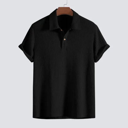 Men's Textured Short Sleeve Polo – Julian - Black