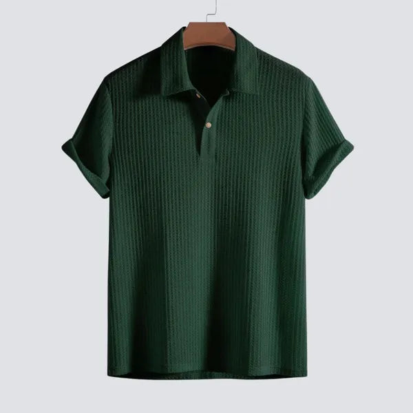 Men's Textured Short Sleeve Polo – Julian - Dark Green