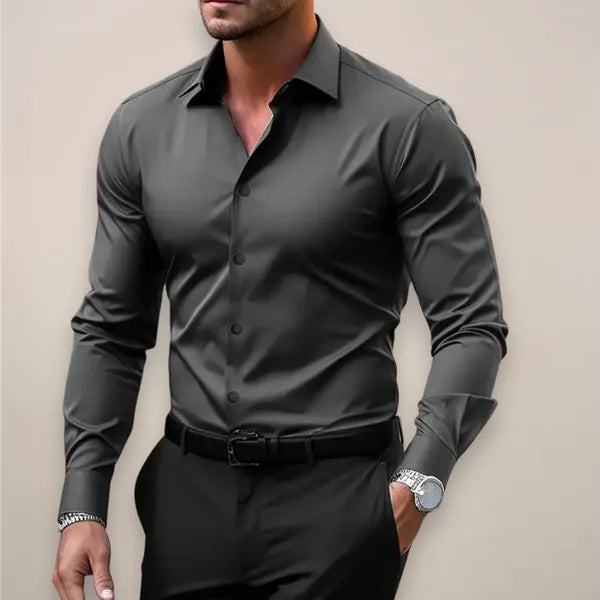 Men's Essential Long Sleeve Shirt – Lennart - Dark Gray