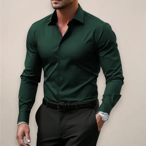Men's Essential Long Sleeve Shirt – Lennart - Dark Green