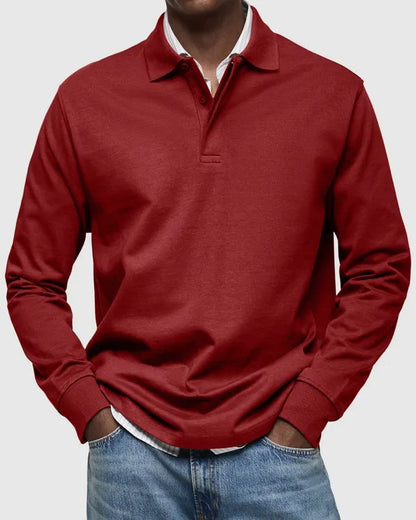 Men's Smart Long Sleeve Polo – Leonard - Dark Brown