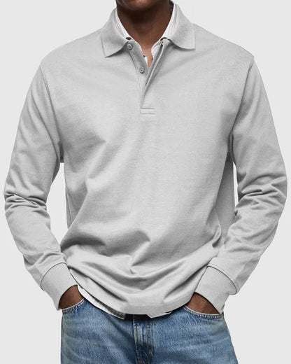 Men's Smart Long Sleeve Polo – Leonard - Gray