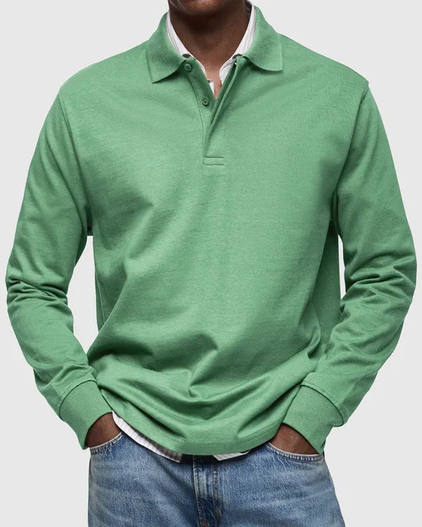 Men's Smart Long Sleeve Polo – Leonard - Light Green