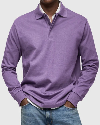 Men's Smart Long Sleeve Polo – Leonard - Light Purple