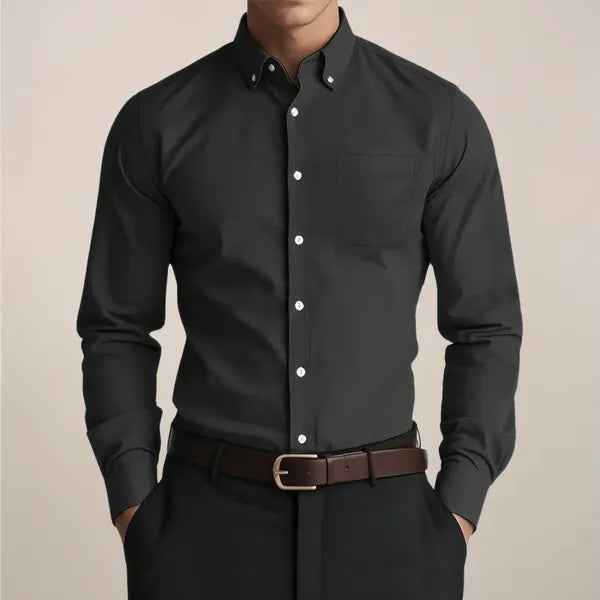 Men's Relaxed Long Sleeve Shirt – Leos - Black