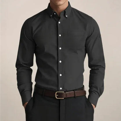 Men's Relaxed Long Sleeve Shirt – Leos - Black