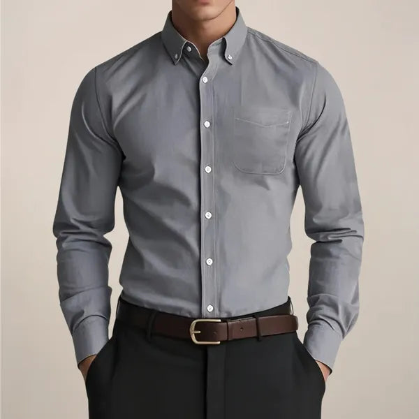 Men's Relaxed Long Sleeve Shirt – Leos - Gray
