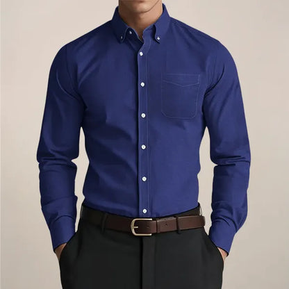 Men's Relaxed Long Sleeve Shirt – Leos - Navy Blue