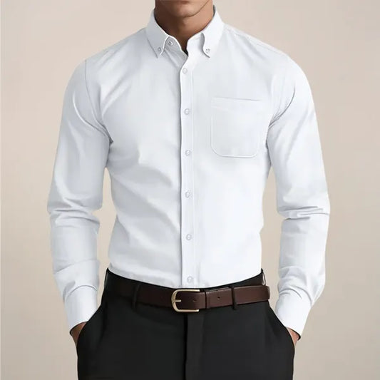 Men's Relaxed Long Sleeve Shirt – Leos - White