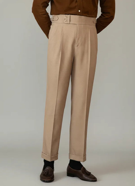 Men's Straight Leg Tailored Trousers – Luke - Beige