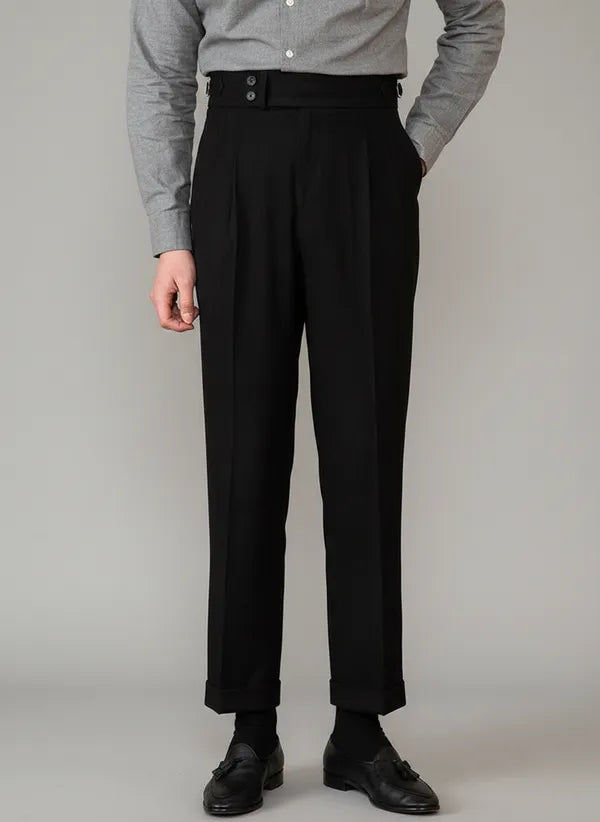 Men's Straight Leg Tailored Trousers – Luke - Black