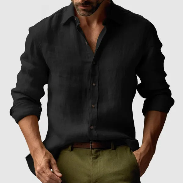 Men's Modern Long Sleeve Shirt – Mael - Black