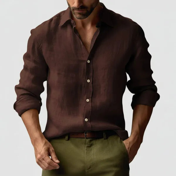 Men's Modern Long Sleeve Shirt – Mael - Coffee