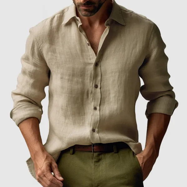 Men's Modern Long Sleeve Shirt – Mael - Khaki
