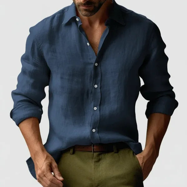Men's Modern Long Sleeve Shirt – Mael - Navy Blue