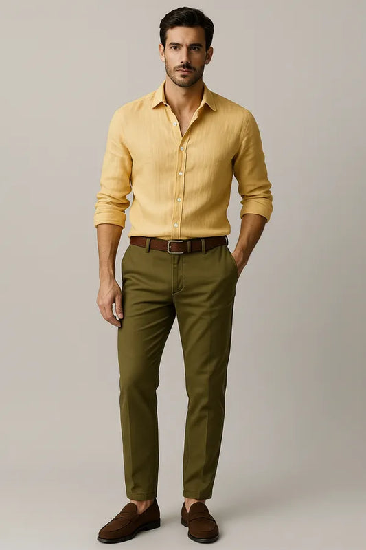 Men's Modern Long Sleeve Shirt – Mael - Yellow