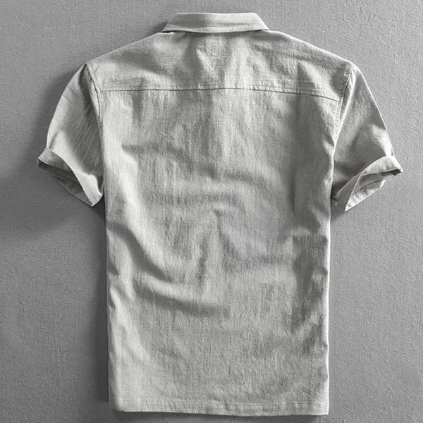 Men's Linen Short Sleeve Polo Shirt – Malcolm - Gray 2