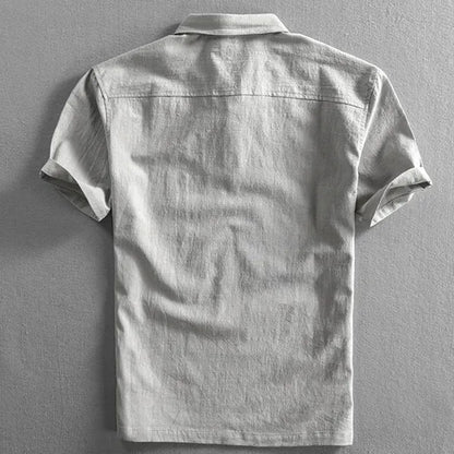 Men's Linen Short Sleeve Polo Shirt – Malcolm - Gray 2