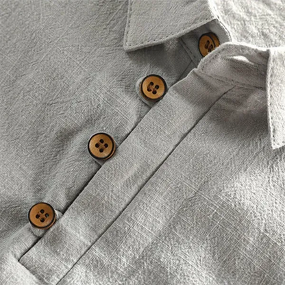 Men's Linen Short Sleeve Polo Shirt – Malcolm - Gray 3