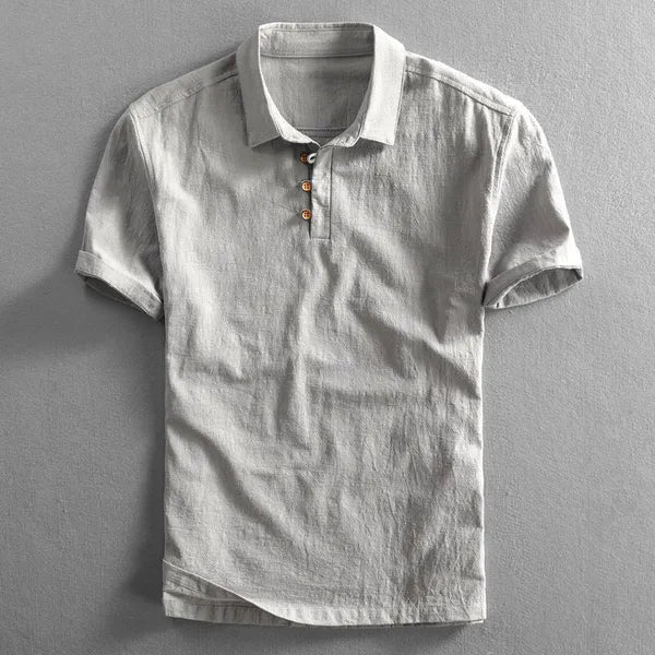 Men's Linen Short Sleeve Polo Shirt – Malcolm - Gray