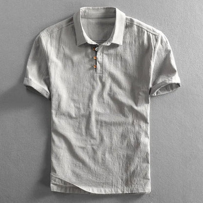 Men's Linen Short Sleeve Polo Shirt – Malcolm - Gray