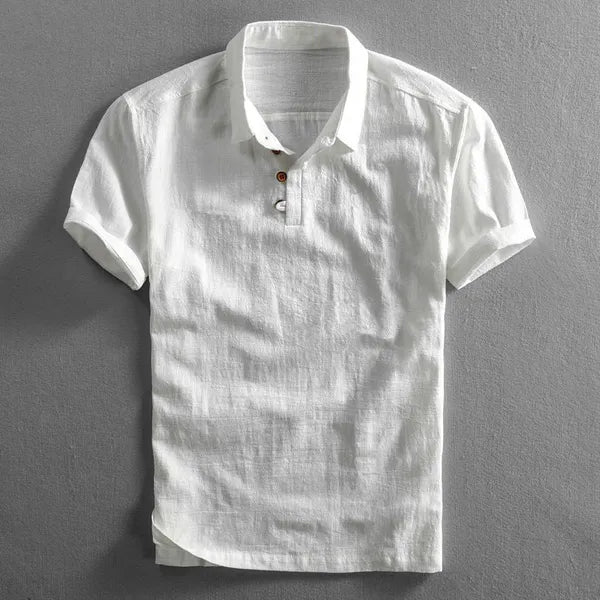 Men's Linen Short Sleeve Polo Shirt – Malcolm - White