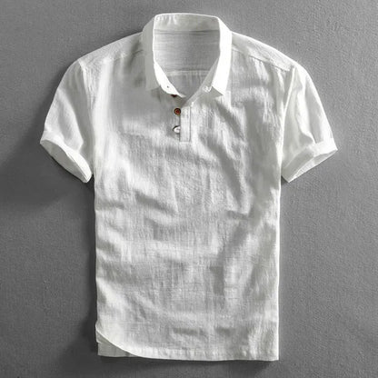 Men's Linen Short Sleeve Polo Shirt – Malcolm - White