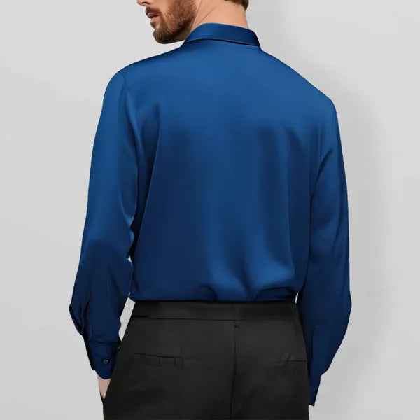 Men's Clean-Cut Long Sleeve Shirt – Marcel - Dark Blue 2