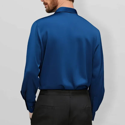 Men's Clean-Cut Long Sleeve Shirt – Marcel - Dark Blue 2