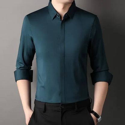 Men's Clean-Cut Long Sleeve Shirt – Marcel - Green