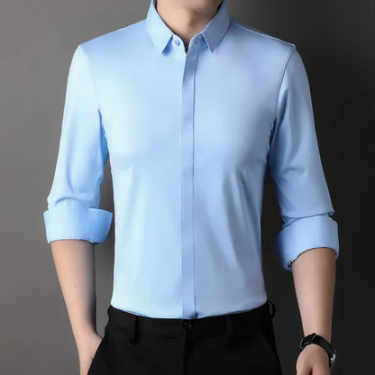Men's Clean-Cut Long Sleeve Shirt – Marcel - Sky Blue