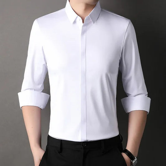 Men's Clean-Cut Long Sleeve Shirt – Marcel - White